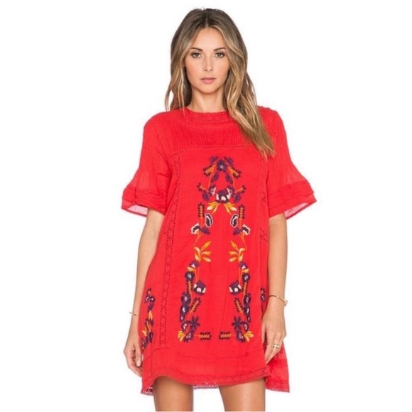 Free People Perfectly Victorian Dress In Red - Picture 1 of 3
